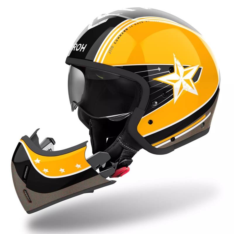 airoh j110 convertible ece2206 motorcycle motorbike helmet command yellow gloss